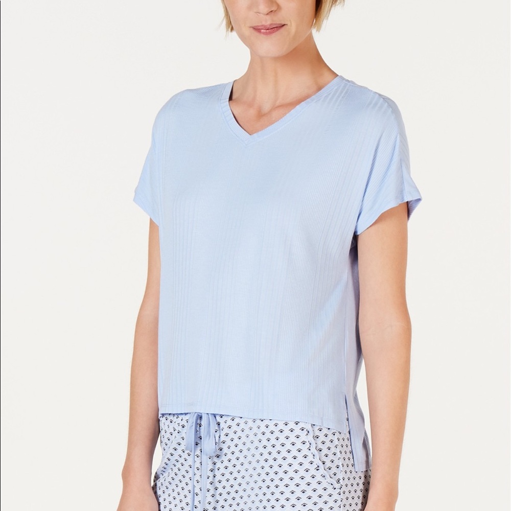 Alfani Super Soft Short Sleeve Ribbed Pajama Top